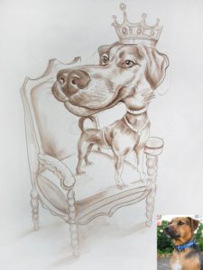 T011 Dog King caricature from foto